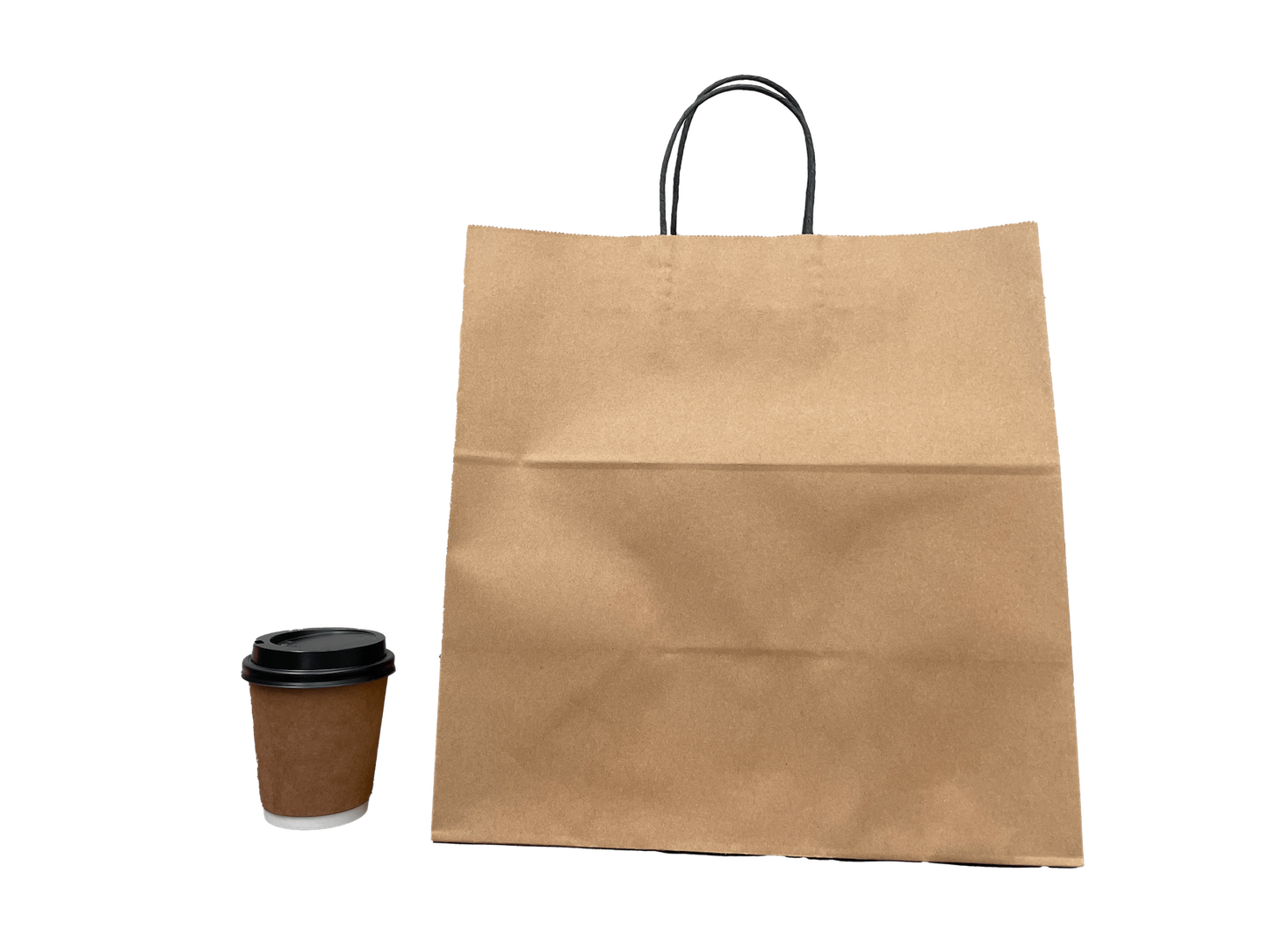 Brown Paper Bags Jumbo 355x370+220mm 150PCS Black Handle