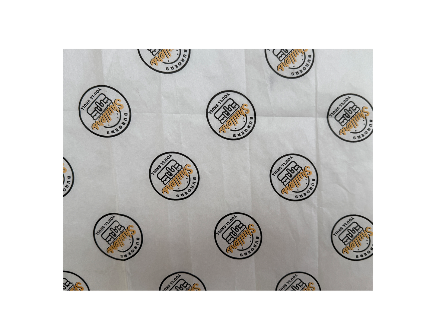 Custom Printed Greaseproof Paper White Full Size 400x660mm 1000PCS
