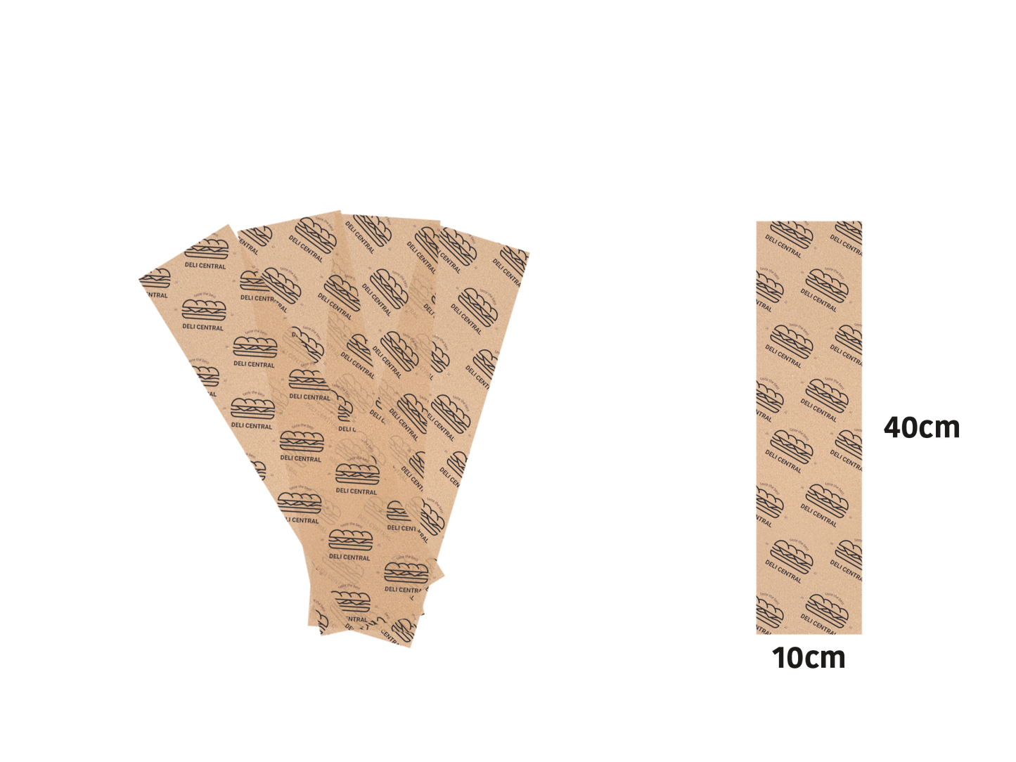 Custom Printed Greaseproof Sandwich Wrap Brown Unbleached 400x100mm 2400PCS