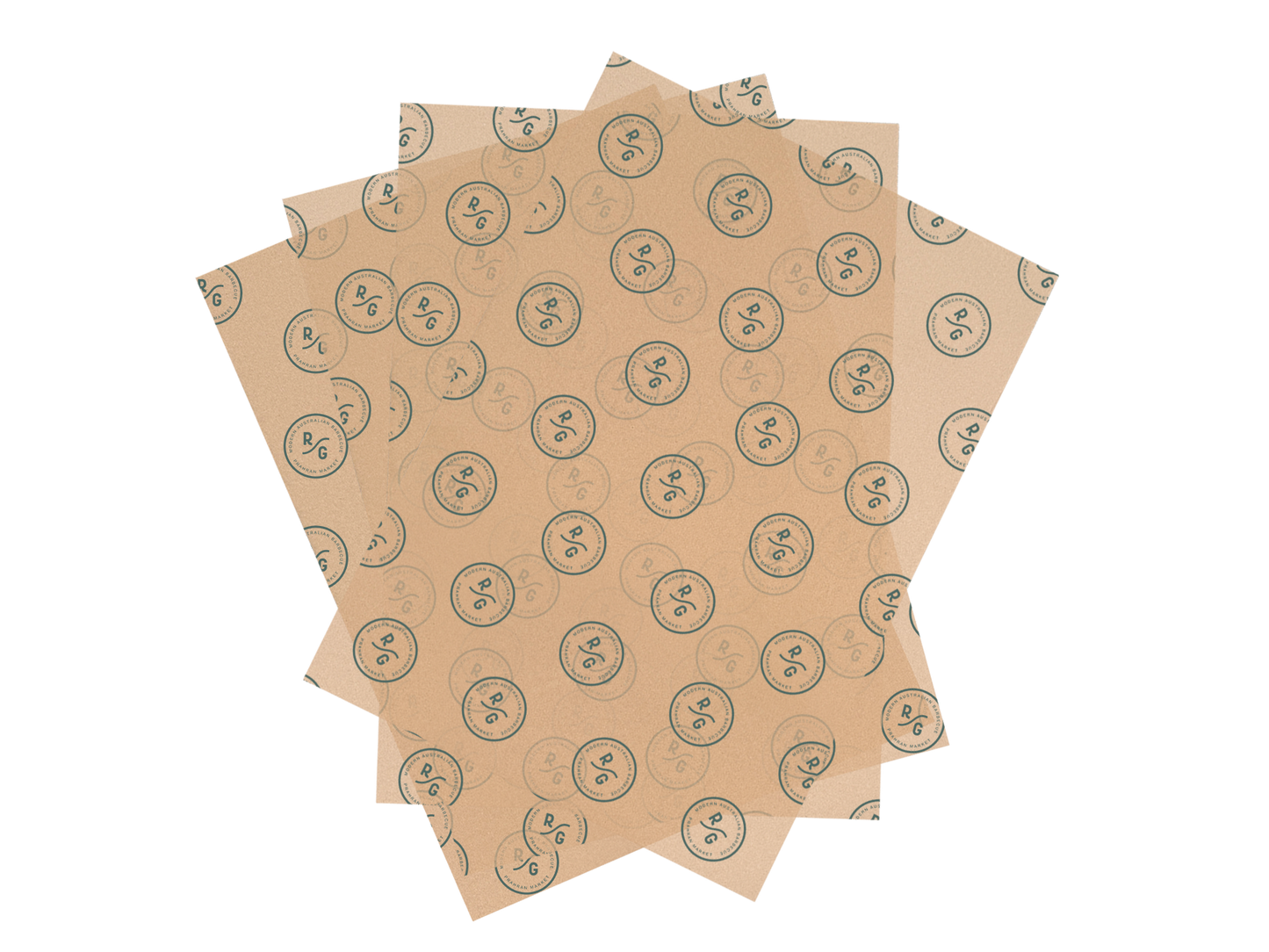 Custom Printed Greaseproof Paper Brown Unbleached Full Size 400x660mm 500PCS