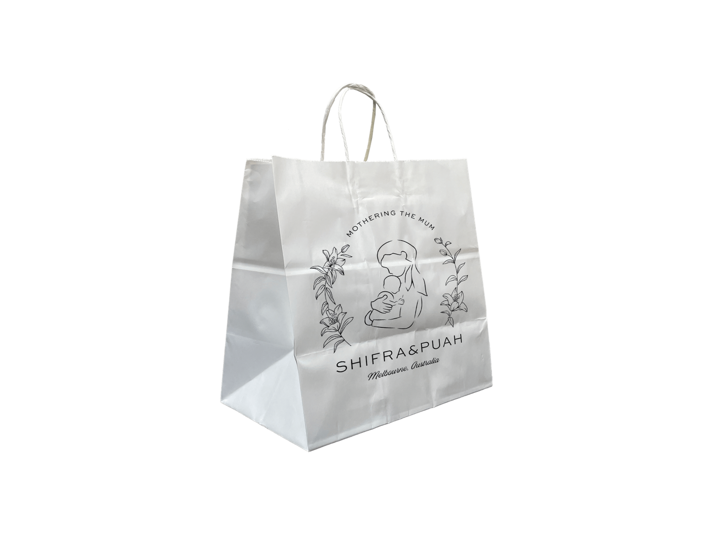 Custom Printed Large Takeaway Paper Bags 305x305+180mm 250PCS THPLW