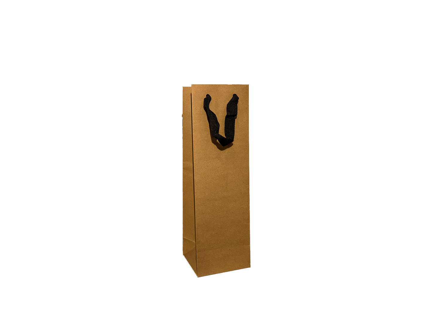 200PCS 1 Bottle Brown Paper Wine Bag with Ribbon Handle Baseboard