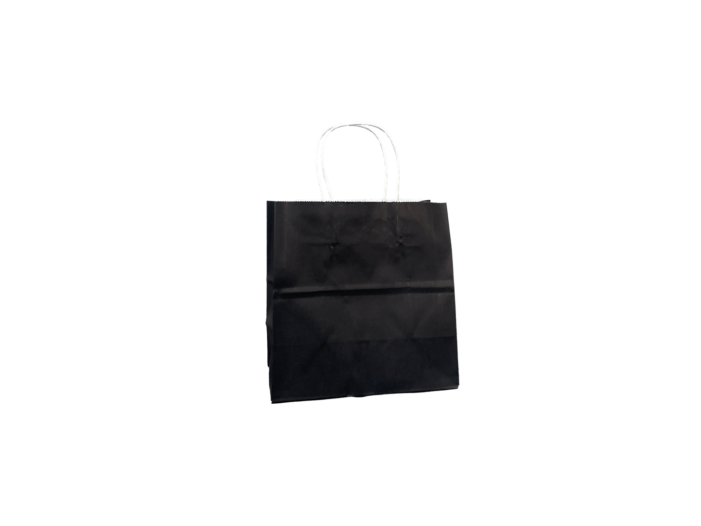 Black Paper Bags Small Square 200x200+110mm 500PCS White Handle