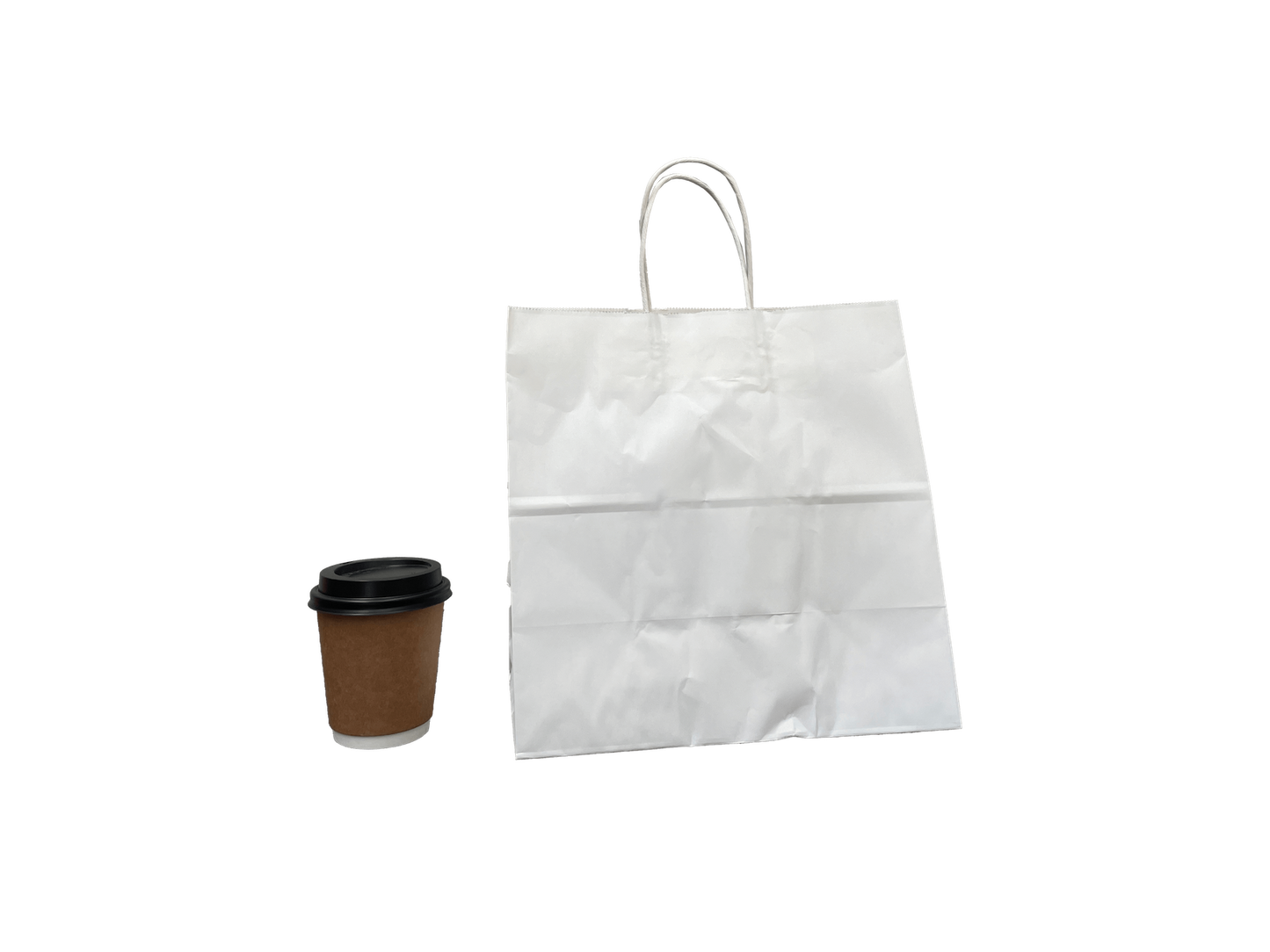 White Paper Bags Medium Takeaway 280x280+155mm 250PCS White Handle