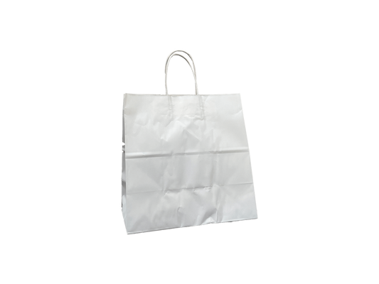 White Paper Bags Medium Takeaway 280x280+155mm 250PCS White Handle