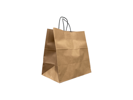 Brown Paper Bags Large 305x305+180mm 250PCS Black Handle