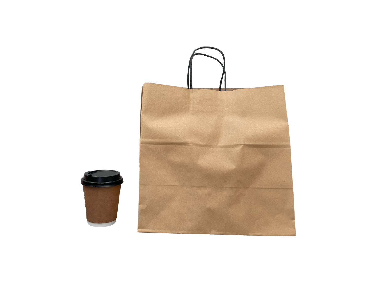 Brown Paper Bags Large 305x305+180mm 250PCS Black Handle